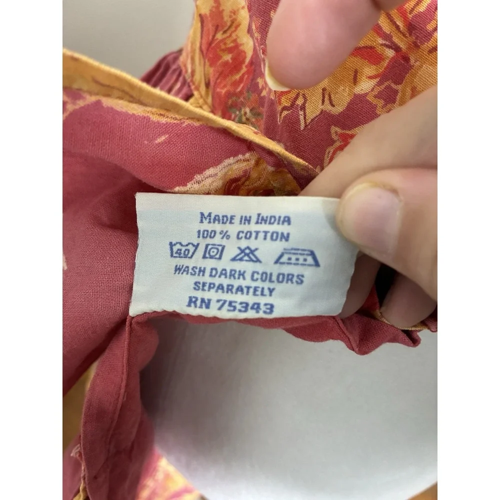 April Cornell Tiered Ruffle Kitchen Apron Red Floral One Size 100% Cotton Tie